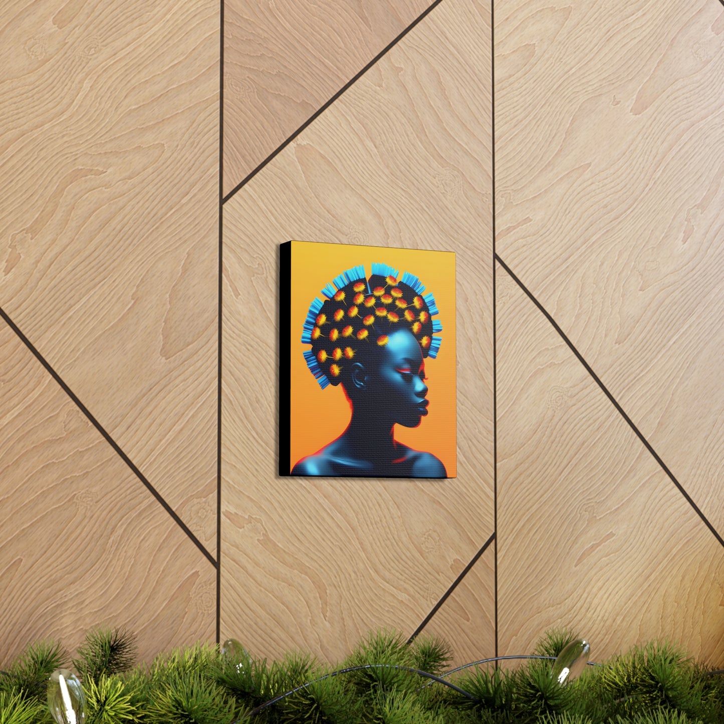 Peacock African Goddess Fine Art Print Canvas Wall Art