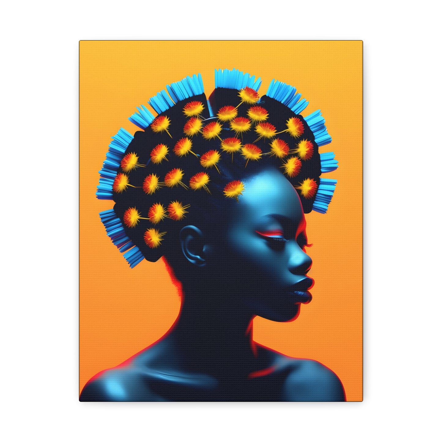 Peacock African Goddess Fine Art Print Canvas Wall Art