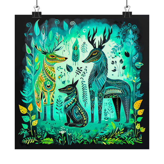 Forest Spirits 3 Deer Unique Poster