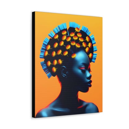 Peacock African Goddess Fine Art Print Canvas Wall Art