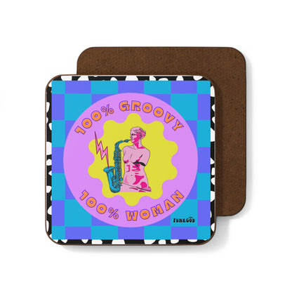 100 Percent Groovy, Percent Woman Feminist Pop Art Coaster