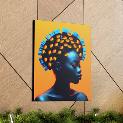 Peacock African Goddess Fine Art Print Canvas Wall Art