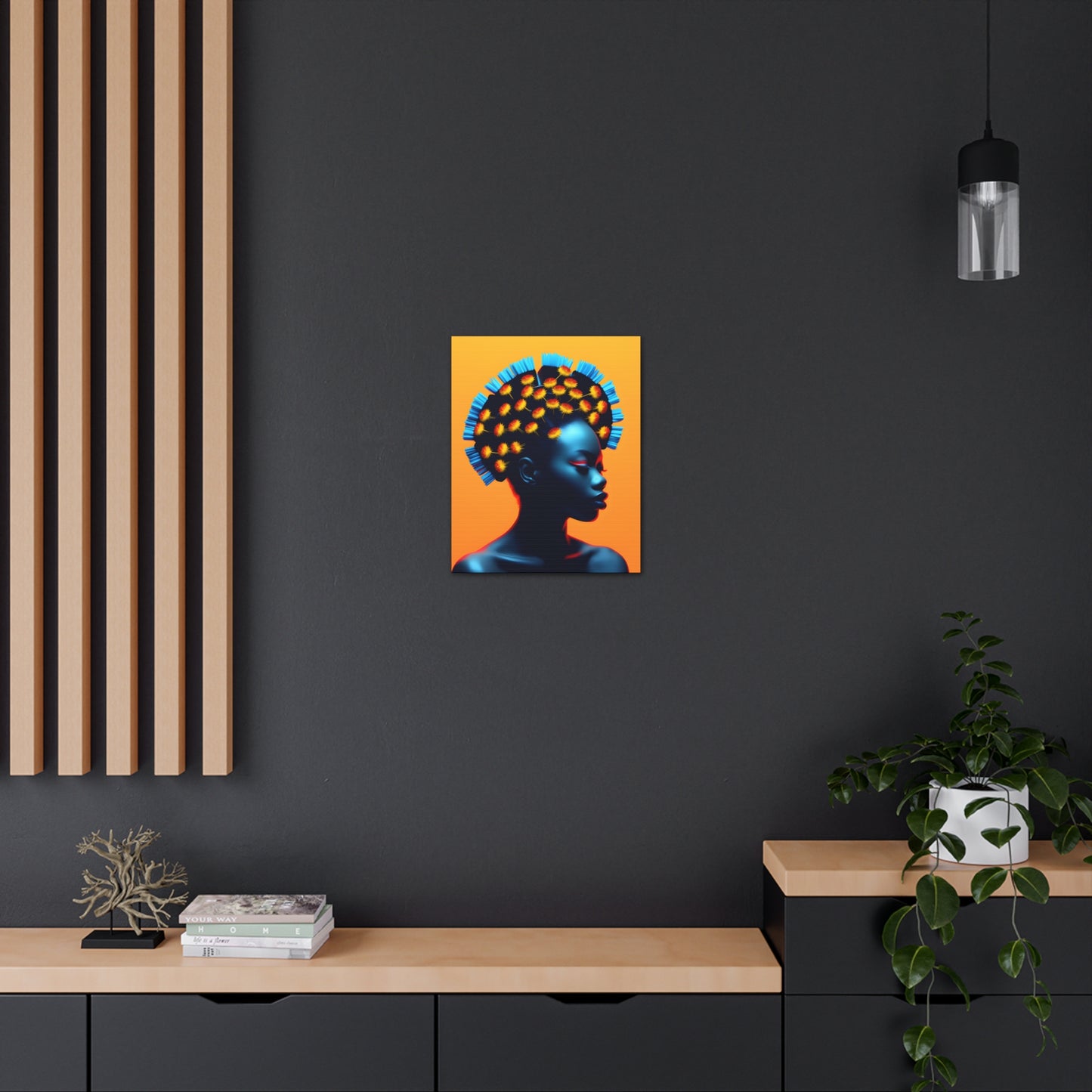 Peacock African Goddess Fine Art Print Canvas Wall Art