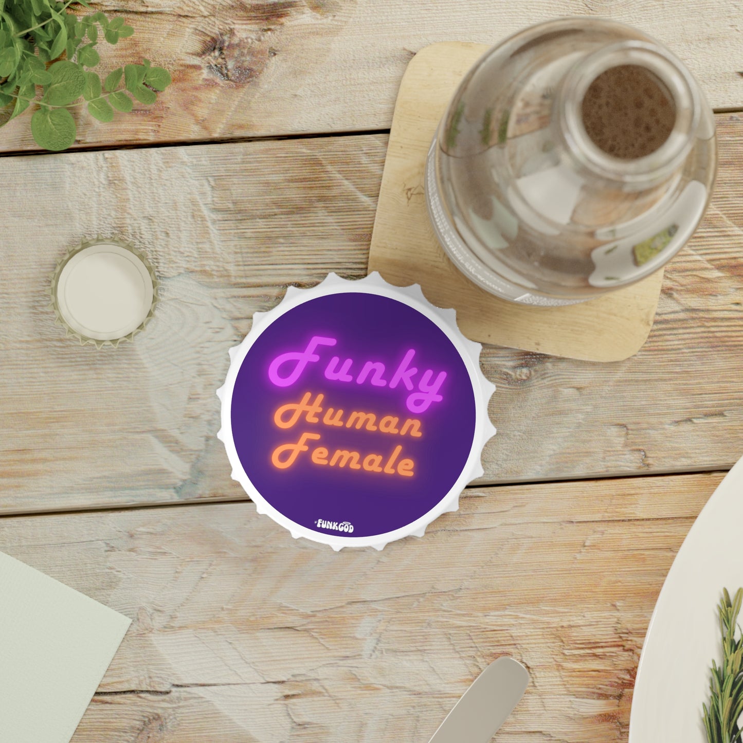 Funky Human Female Feminist Magnet Bottle Opener