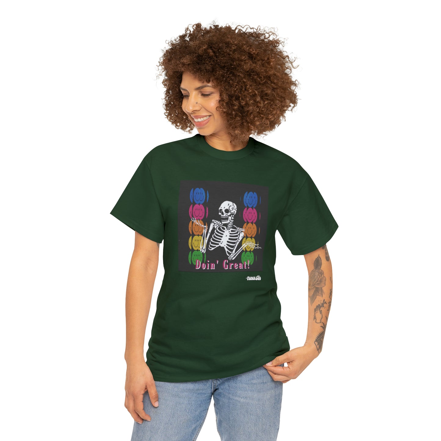 Doin' Great! Skeleton Unisex Funny Graphic Tee