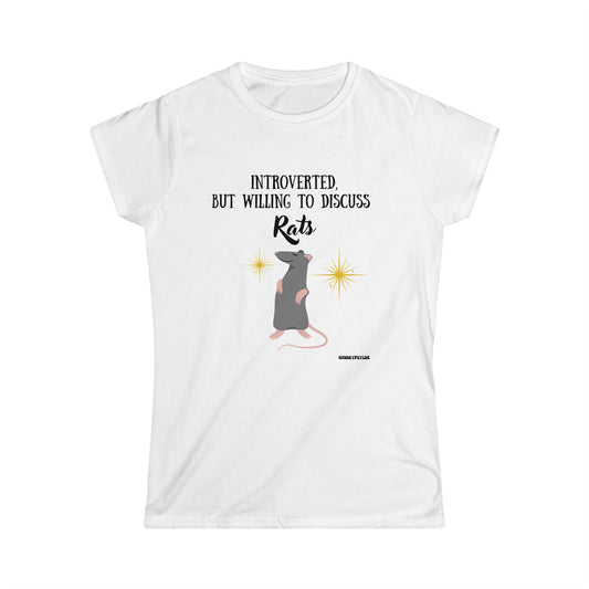 Introverted But Willing to Discuss Rats Women's Softstyle Tee For Rat Lovers