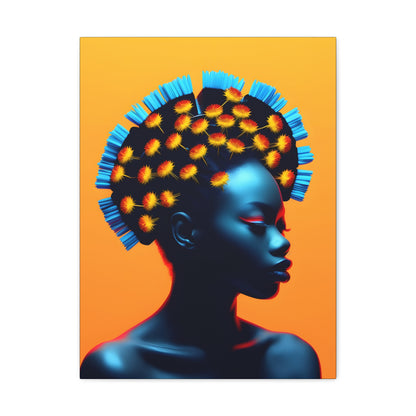 Peacock African Goddess Fine Art Print Canvas Wall Art