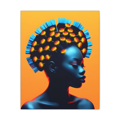 Peacock African Goddess Fine Art Print Canvas Wall Art