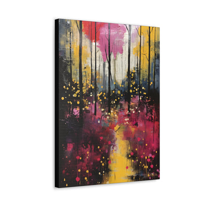 Magical Pink and Yellow Forest Fine Art Print Canvas Wall Art