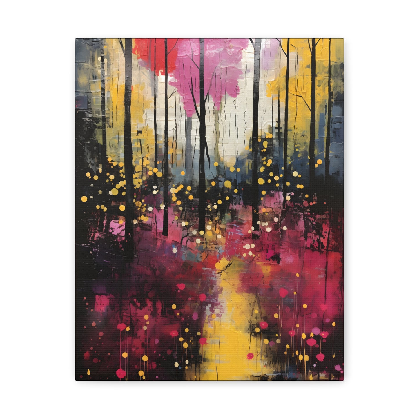 Magical Pink and Yellow Forest Fine Art Print Canvas Wall Art