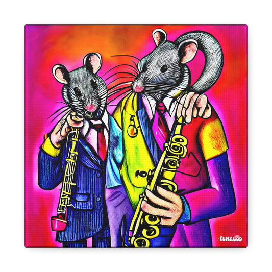 Groovy Jazz Rat Musicians "Rat Soul Brothers" Canvas Wall Art