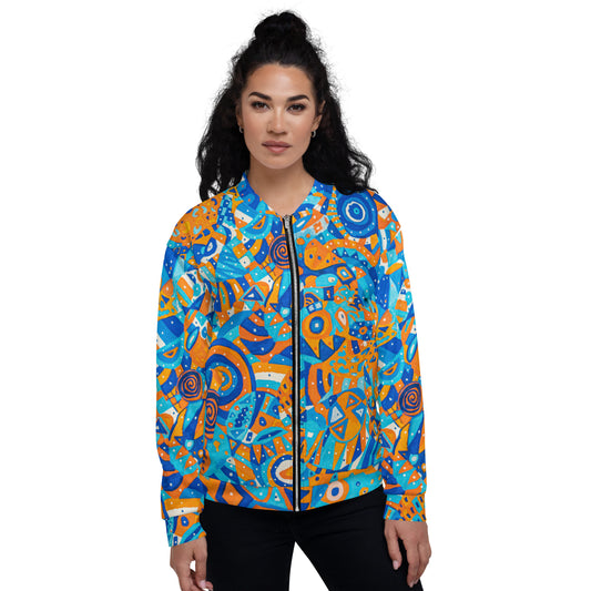 Funky Orange and Blue Unisex Bomber Jacket