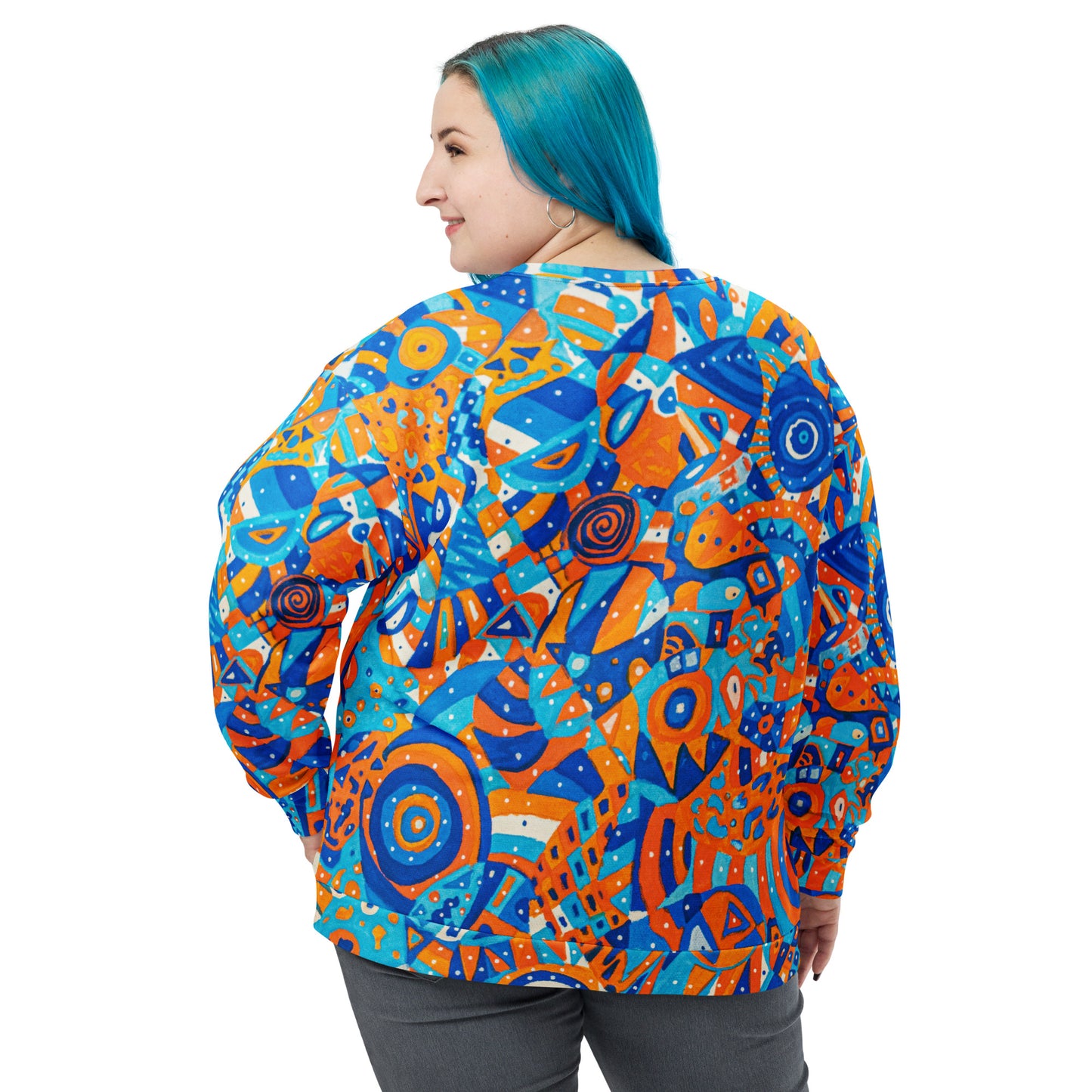 Funky Orange and Blue Pattern Unisex Sweatshirt