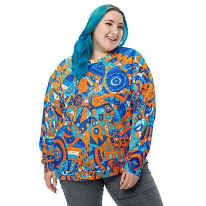 Funky Orange and Blue Pattern Unisex Sweatshirt