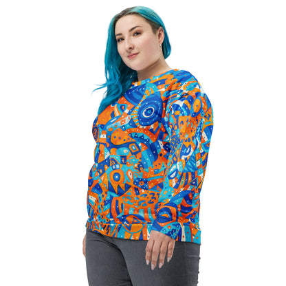 Funky Orange and Blue Pattern Unisex Sweatshirt